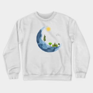 How beautiful is nature, the moon with the birds, with the sun with the trees Crewneck Sweatshirt